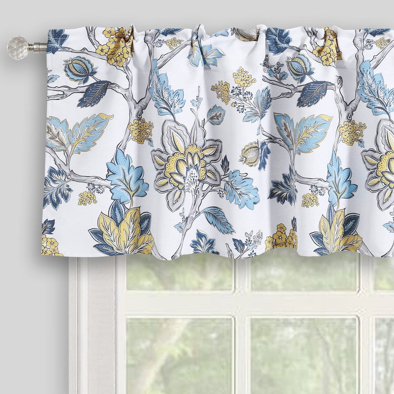 Inselnwald Floral Valances for Windows Flowers Small Curtain Valance for Kitchen Living Room Bathroom Rod Pocket 52  18 Inches Aqua