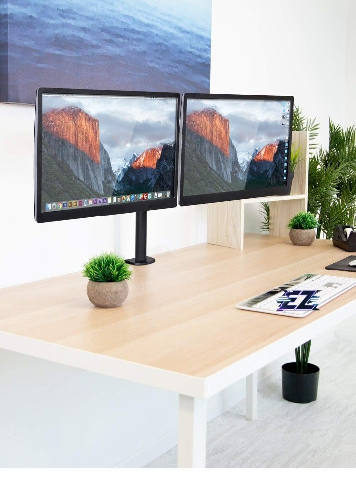 ELTRAZONE Dual Monitor Mount | Two Heavy Duty Full Motion Adjustable Arms Fit 2 Computer Screens 17 19 20 21 22 24 27 Inch | VESA 75 100 | C-Clamp and Grommet Base - Image 2