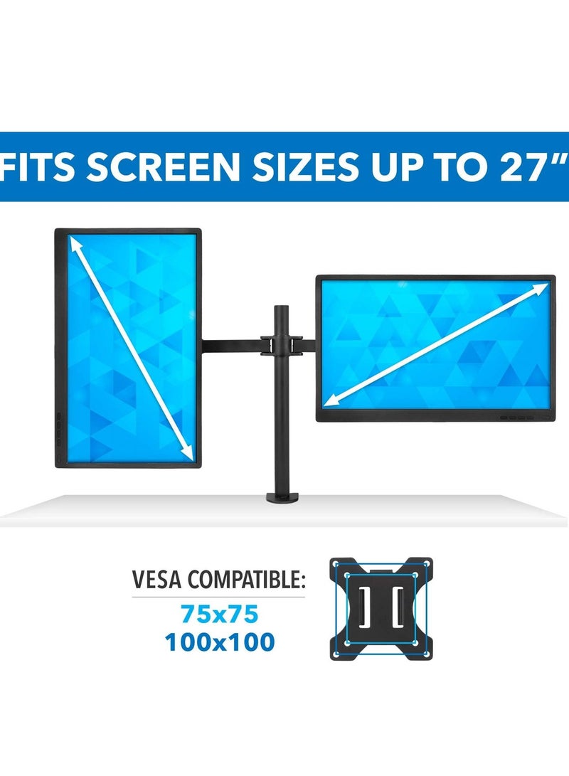 ELTRAZONE Dual Monitor Mount | Two Heavy Duty Full Motion Adjustable Arms Fit 2 Computer Screens 17 19 20 21 22 24 27 Inch | VESA 75 100 | C-Clamp and Grommet Base - Image 4