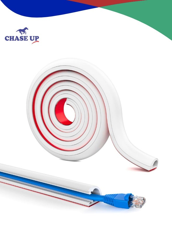 Chase Up Wall Cord Hider 78 Inch, Self Adhesive Cable Hider Cord Cover for Wires, Flexible Wire Cover Cable Raceway for Cord Management W0.59 H0.39in (White) - Image 1