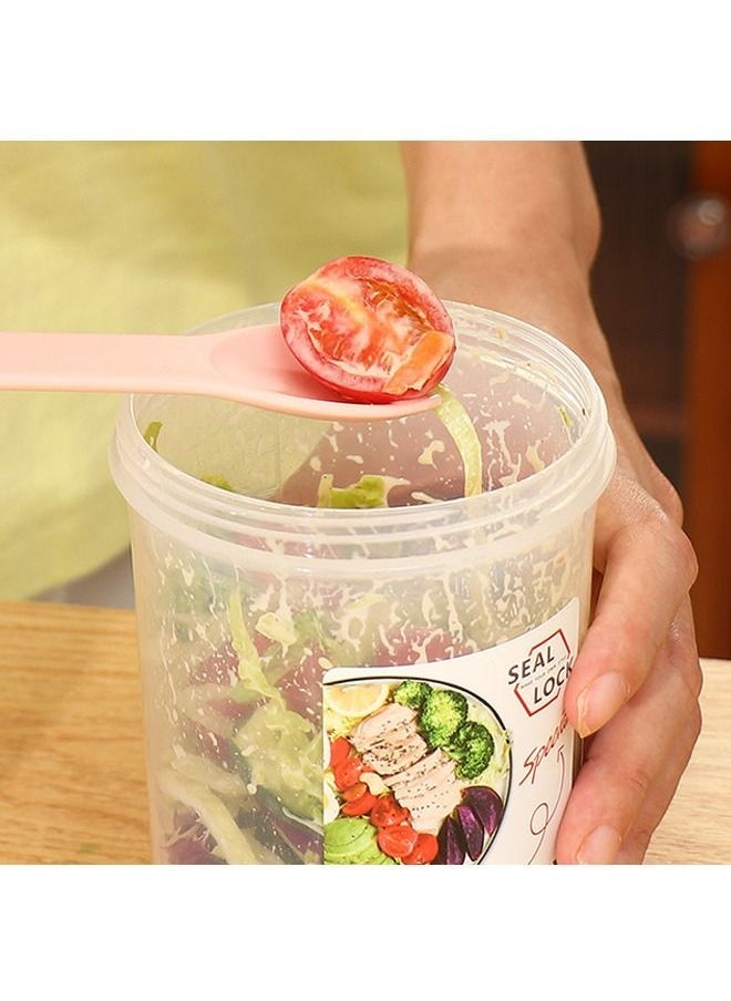 Generic Salad Cup Breakfast Cup, Double Layer Salad Meal Shaker Cup with Fork and Salad Dressing Holder, Portable Plastic Multipurpose Container Jar (Pink)  - Image 5