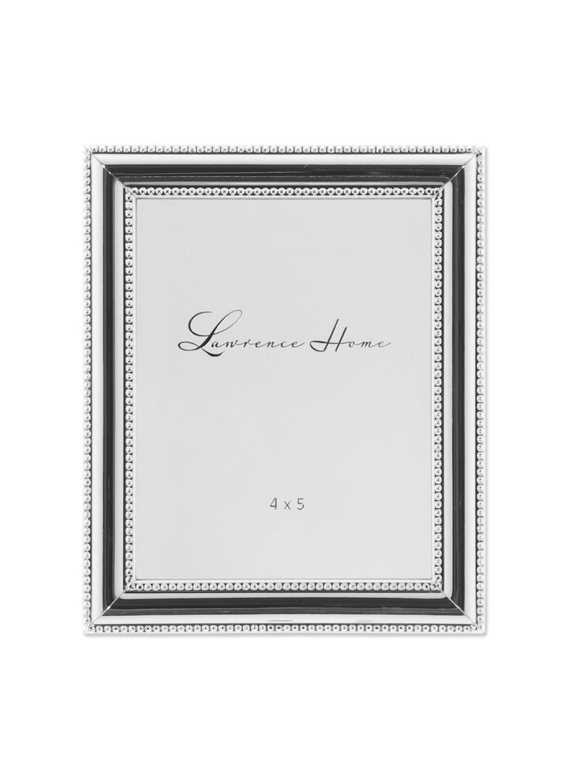 Lawrence Frames Lawrence Frames 510745 Metal Picture Frame SilverPlate with Delicate Beading 4 by 5Inch Silver 