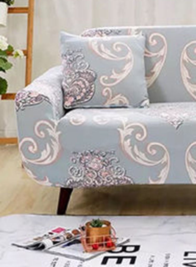 NIBEMINENT 3-Seater Exquisitely Floral Designed Wrinkle-free Anti-slip 360-degree Full Coverage Bohemia Sofa Slipcover Grey/White Length Stretch From 190 To 230cm - Image 2