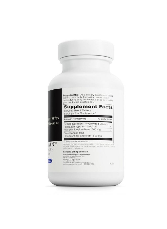 Davinci DAVINCI Labs Natures Collagen - BioCell Collagen Supplement with MSM & Glucosamine - Helps to Support Joint Health, Skin Health & Connective Tissues - Gluten-Free - 90 Tablets  - Image 2