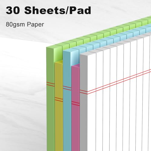 AILZFEI 5pcs Small Note Pads 5x8 Notebook College Ruled Legal Pads Color Notepads 5 Pack Study Back Writing Pads 5 x 8 Perforated Narrow Ruled Pads of Paper for School & Office Supplies 30 Sheets/Pack - Image 3