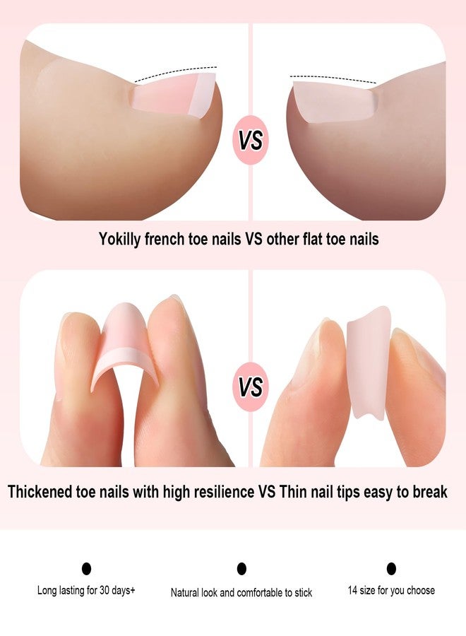 Yokilly 120PCS French Toenails Full Cover Short Art Acrylic Press On Toenail Tips for Women Girls (pink) - Image 2