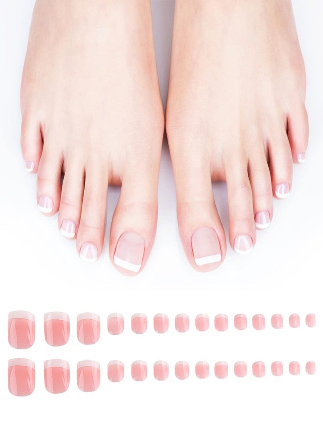 Yokilly 120PCS French Toenails Full Cover Short Art Acrylic Press On Toenail Tips for Women Girls (pink) - Image 1