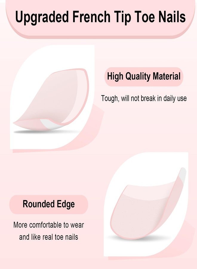 Yokilly 120PCS French Toenails Full Cover Short Art Acrylic Press On Toenail Tips for Women Girls (pink) - Image 3