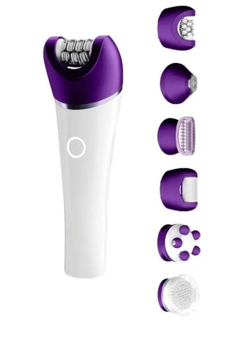 Denx 6-In-1 Cordless Rechargeable Epilator For Women With Dual Speed Led Light Shaver Callus Remover Massage And Facial Cleaning Heads For Legs And Arms - Image 2