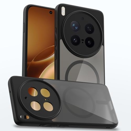Pikkme Back Cover for Vivo X300 Pro 5G Compatible with Mag-Safe Smoke Back | Shockproof Design | Hard Transparent Back Case (Black Smoke Mag-Safe) - Image 1