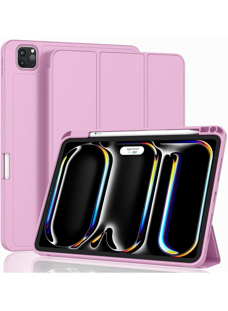 ثيودور حافظة iPad Pro 11 بوصة M4 2024 (الجيل الخامس) مع حامل قلم، حافظة iPad ذكية مع حامل قلم، غطاء لوحي رفيع مع ظهر ناعم من مادة TPU، إيقاظ/سكون تلقائي، أرجواني - Image 1