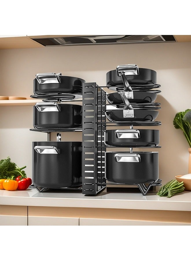 Pot Rack Multi-Layer Rack Kitchen Pot Lid Rack Adjustable Pot Rack Storage Rack Vertical Multi-Function Countertop Rack - Image 1