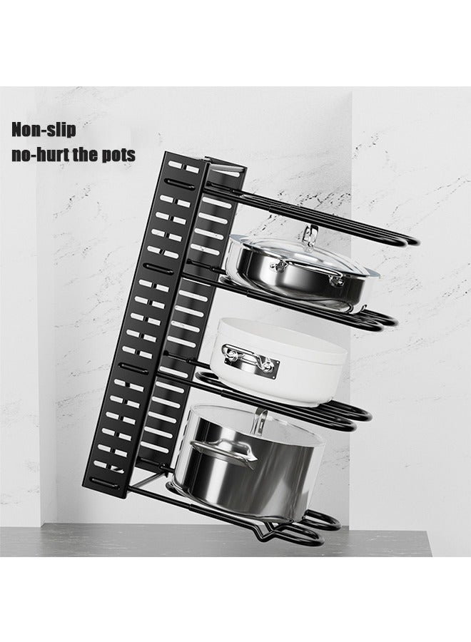 Pot Rack Multi-Layer Rack Kitchen Pot Lid Rack Adjustable Pot Rack Storage Rack Vertical Multi-Function Countertop Rack - Image 3