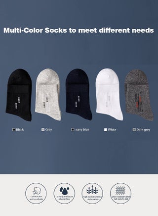 5-Pair 100% Cotton Men's Socks: Mid-Calf, Formal, Moisture-Wicking, Suitable for All Seasons in a Variety of Colors for Business Casual Wear - view 2