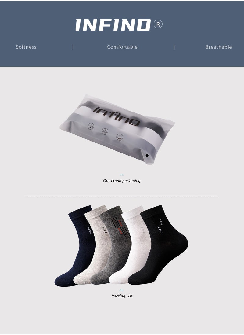 infino - 5-Pair 100% Cotton Men's Socks: Mid-Calf, Formal, Moisture-Wicking, Suitable for All Seasons, Star Dot Pattern in a Variety of Colors for Business Casual Wear - Image 1
