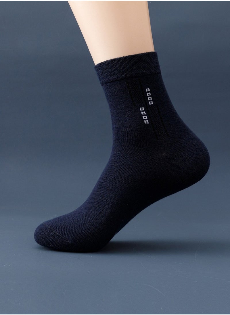 infino - 5-Pair 100% Cotton Men's Socks: Mid-Calf, Formal, Moisture-Wicking, Suitable for All Seasons, Star Dot Pattern in a Variety of Colors for Business Casual Wear - Image 1