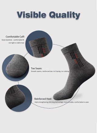 5-Pair 100% Cotton Men's Socks: Mid-Calf, Formal, Moisture-Wicking, Suitable for All Seasons in a Variety of Colors for Business Casual Wear - view 3
