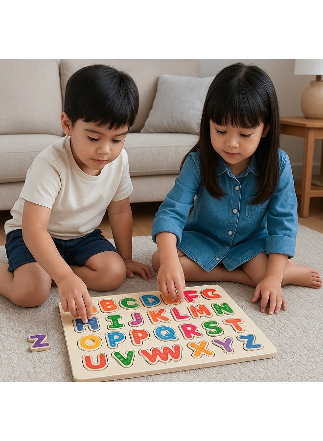 COGNIKIDS لعبة ألغاز الحروف للأطفال الصغار ومرحلة ما قبل المدرسة | لعبة تعليمية للأبجدية مع 26 حرفًا ملونًا وسميكًا | تطوير اللغة المبكرة ولعبة ألغاز الصوتيات | لعبة تعليمية آمنة وقابلة للغسل - Image 2