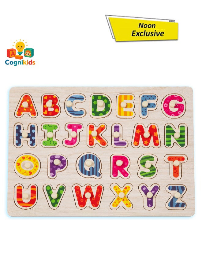 COGNIKIDS لعبة ألغاز الحروف للأطفال الصغار ومرحلة ما قبل المدرسة | لعبة تعليمية للأبجدية مع 26 حرفًا ملونًا وسميكًا | تطوير اللغة المبكرة ولعبة ألغاز الصوتيات | لعبة تعليمية آمنة وقابلة للغسل - Image 1