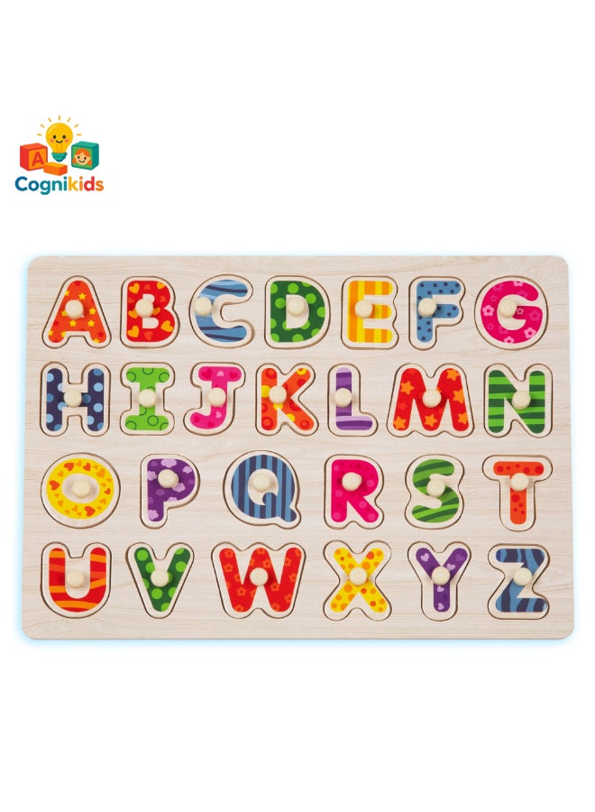 COGNIKIDS لعبة ألغاز الحروف للأطفال الصغار ومرحلة ما قبل المدرسة | لعبة تعليمية للأبجدية مع 26 حرفًا ملونًا وسميكًا | تطوير اللغة المبكرة ولعبة ألغاز الصوتيات | لعبة تعليمية آمنة وقابلة للغسل - Image 2