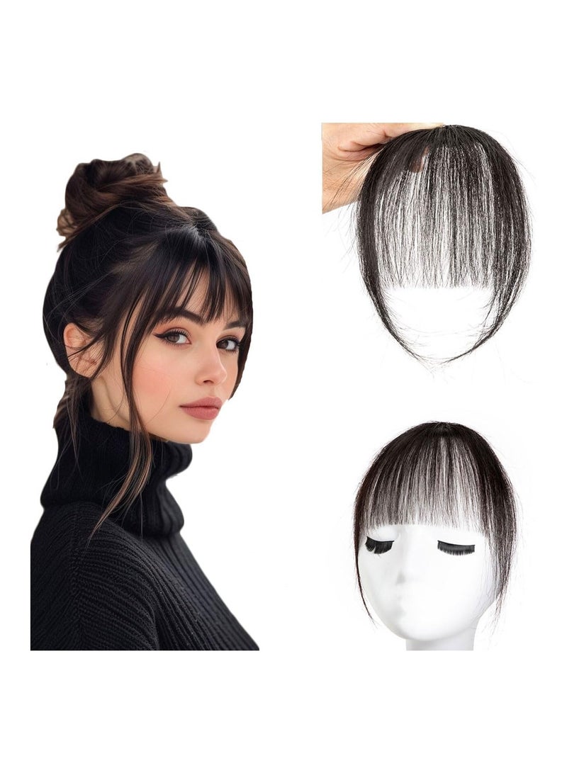 إستيل وصلات شعر بشري مقطعة في الهواء باللون الأسود قطعة واحدة بمشبك في هامش اللون الطبيعي للنساء (أسود طبيعي) - Image 1