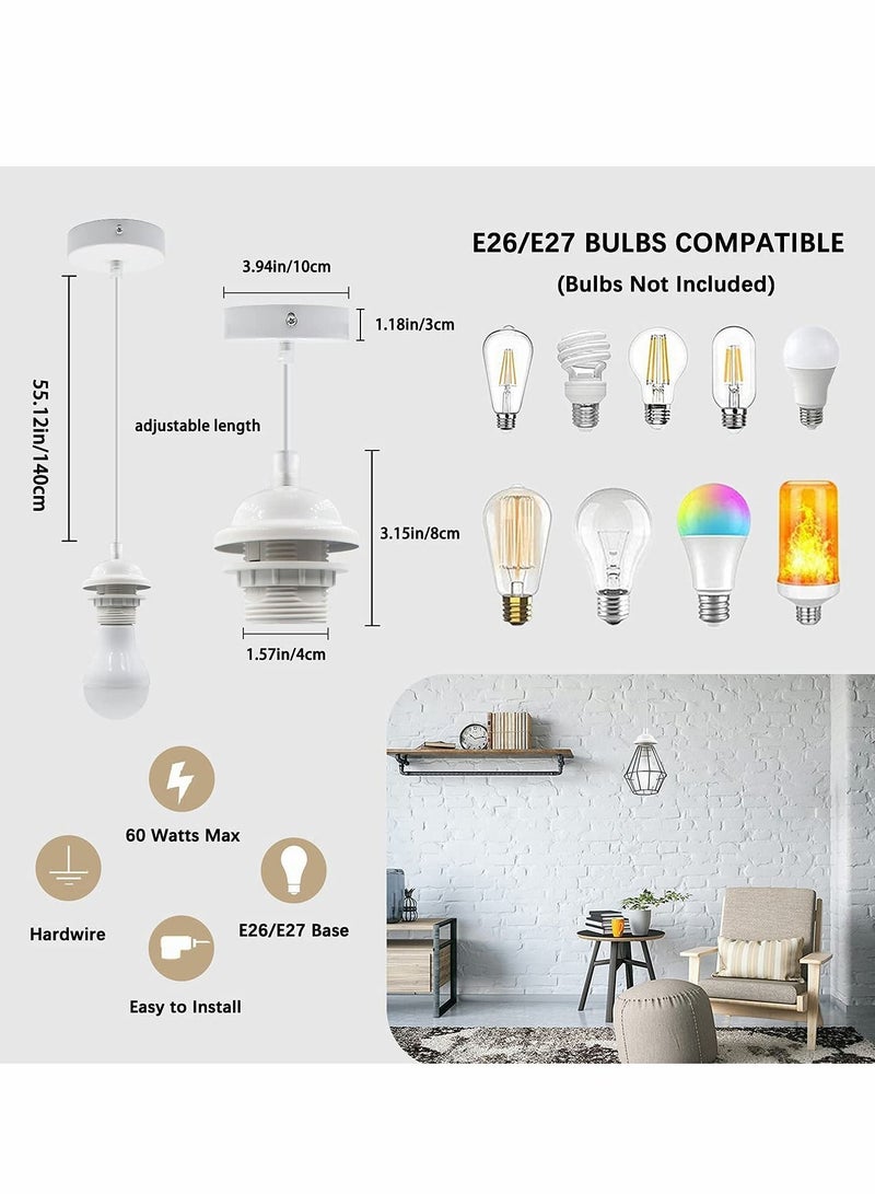 واي آند دي E26/E27 Pendant Light Fitting, 2 Pack Vintage Retro Industrial Style Lamp Holder, Fitting Kit for DIY Suspension Chandeliers Modern Hanging Lampe  - Image 2