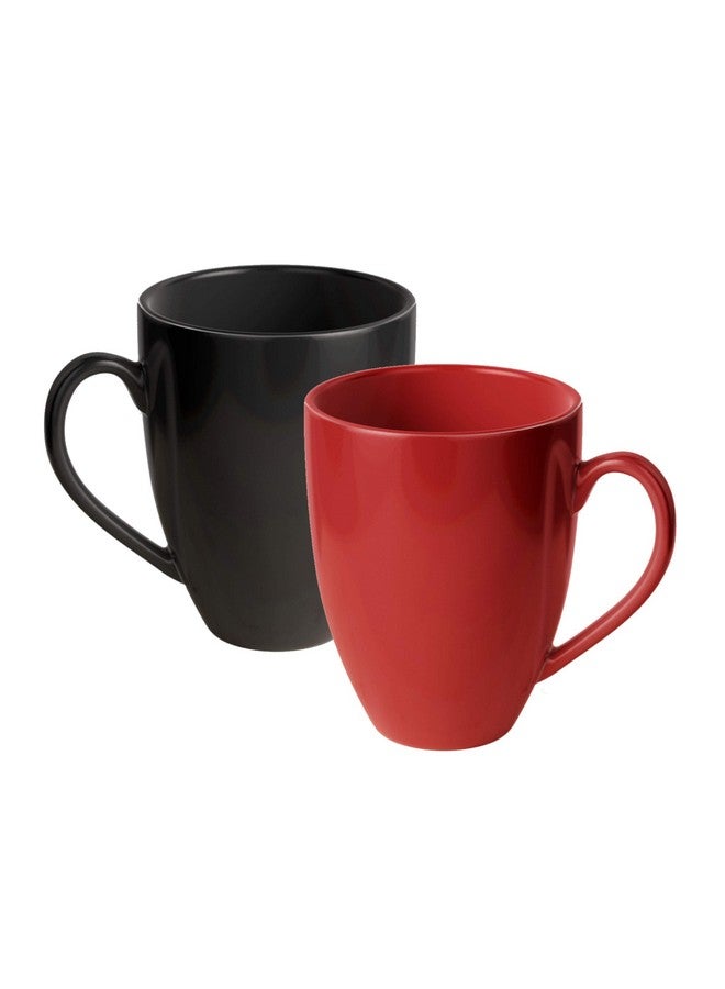 Gift Arcadia Ceramic Coral Coffee Mugs Set of 2,Handmade Ceramic Mug, Microwave Safe Color Mugs,for Tea Coffee, Tea Cups 330ml (Black & Red) - Image 1