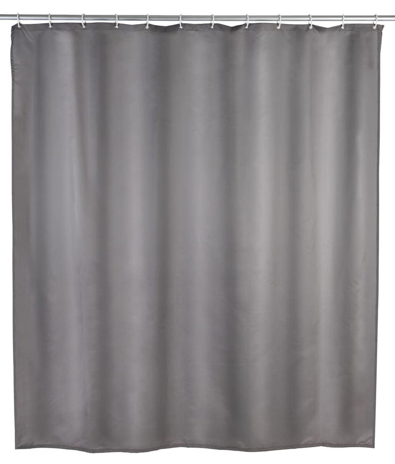 WENKO 20044100 Antimould shower curtain singlecolour Grey antibacterial washable Plastic Polyester Grey