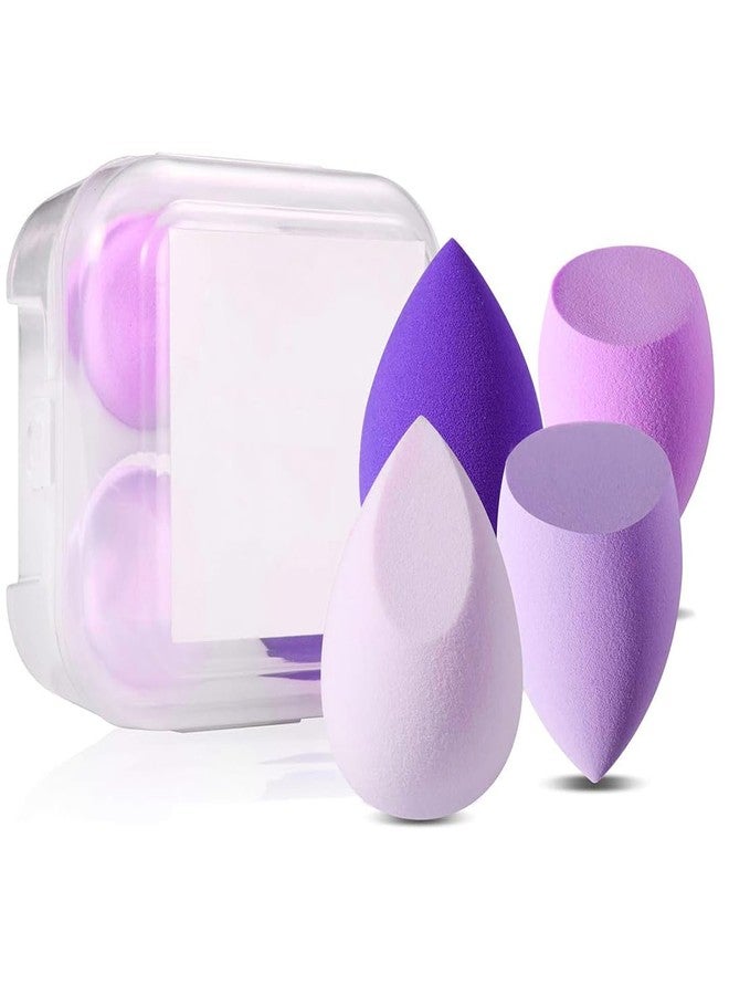 Gleva 4Pcs Makup Blender Sponge Set, Soft Egg Shaped Blending Puff For Flawles Makeup, Blender for Liquid Foundation, Cream, Powder, Wet And Dry Makeup Applicator For Girls, Women (Purple) - Image 1