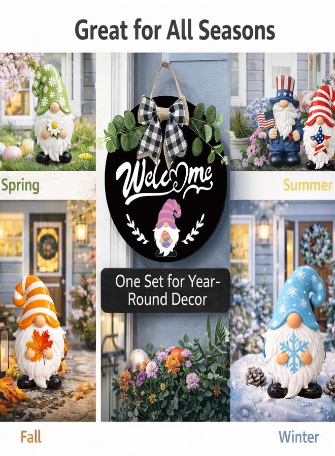 minstely لافتة ترحيبية موسمية قابلة للتبديل من مينستلي على شكل قزم للباب الأمامي - أكاليل خشبية ريفية خارجية - ديكور ترحيبي لشرفة منزل ريفي، أسود، 12 بوصة - هدايا الانتقال إلى منزل جديد - ديكور أقزام - Image 5