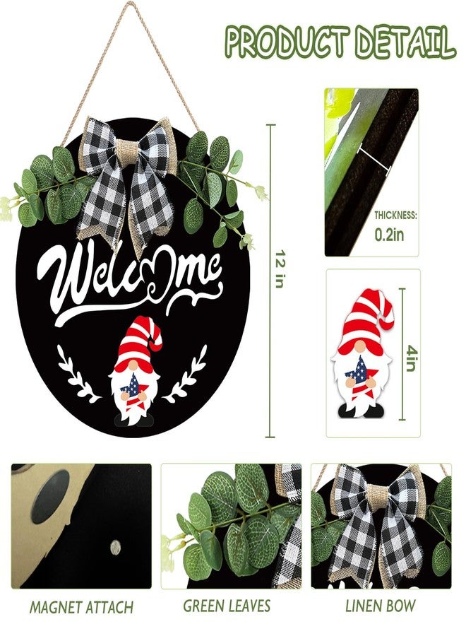 minstely لافتة ترحيبية موسمية قابلة للتبديل من مينستلي على شكل قزم للباب الأمامي - أكاليل خشبية ريفية خارجية - ديكور ترحيبي لشرفة منزل ريفي، أسود، 12 بوصة - هدايا الانتقال إلى منزل جديد - ديكور أقزام - Image 3