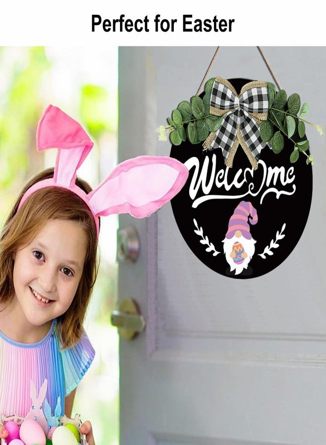 minstely لافتة ترحيبية موسمية قابلة للتبديل من مينستلي على شكل قزم للباب الأمامي - أكاليل خشبية ريفية خارجية - ديكور ترحيبي لشرفة منزل ريفي، أسود، 12 بوصة - هدايا الانتقال إلى منزل جديد - ديكور أقزام - Image 4