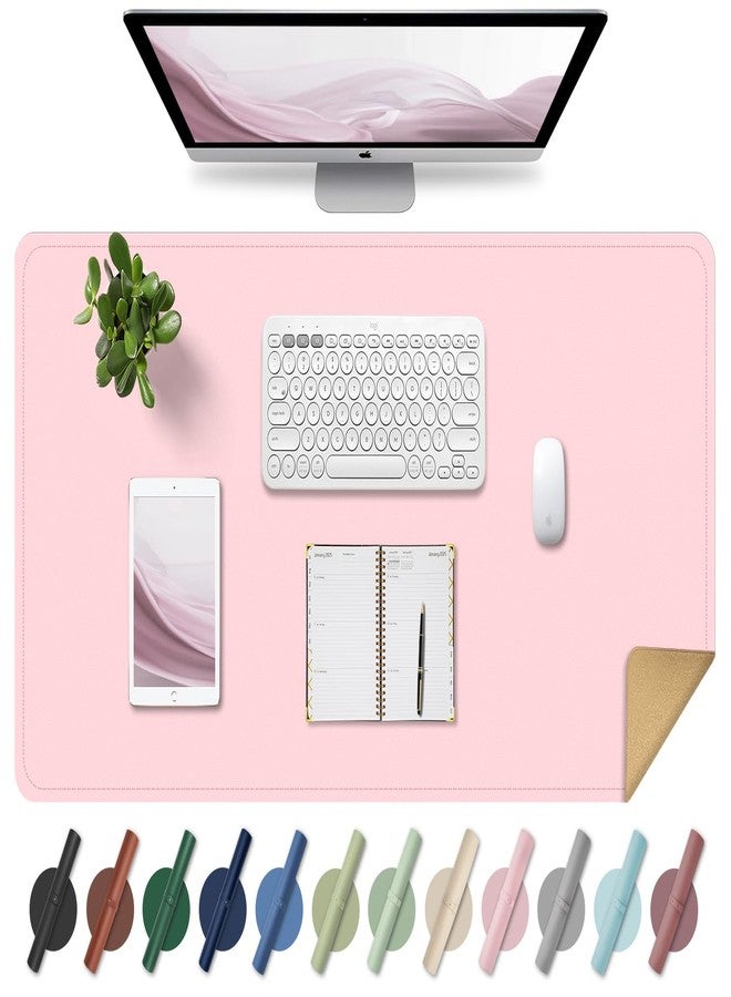 BLESWIN Leather Desk Mat, Large Non-Slip Mouse Pad, Waterproof Desk Protector, Writing Desk Mat, Decorative Office Blotting Mat (Pink, 80 x 40 cm) - Image 1