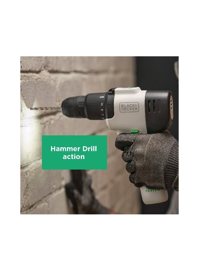 BLACK+DECKER Reviva Powerful 12V Cordless Lightweight Hammer Drill Made From 50% Recycled Material with maximum 400Nm torque - Image 5