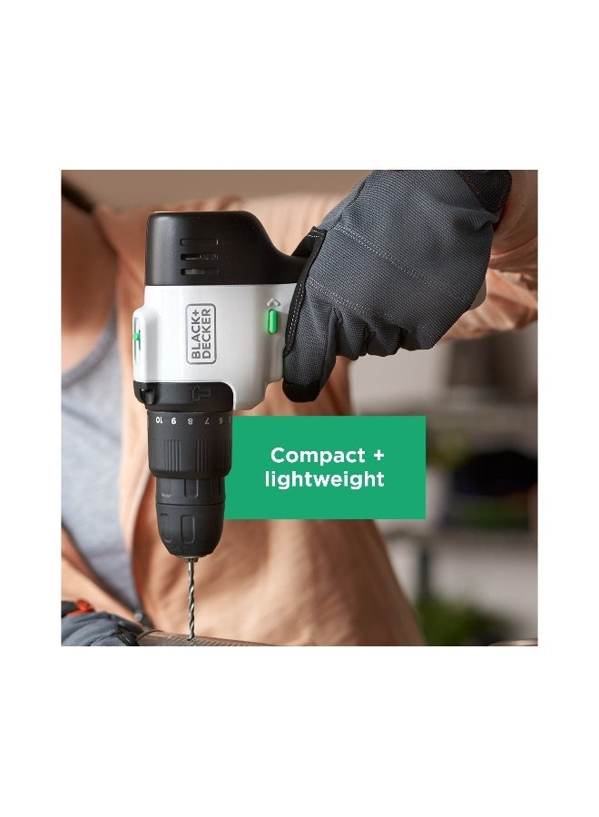 BLACK+DECKER Reviva Powerful 12V Cordless Lightweight Hammer Drill Made From 50% Recycled Material with maximum 400Nm torque - Image 4