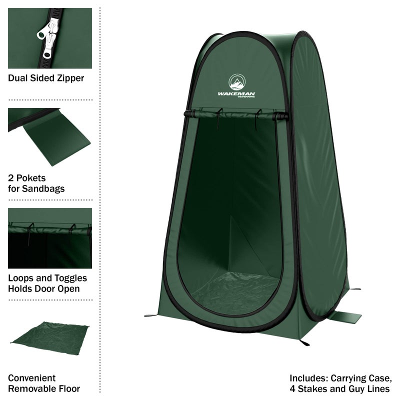 Wakeman Pop Up Pod - Privacy Shower Tent, Dressing Room, or Portable Toilet Stall with Carry Bag for Camping, Beach, or Tailgate by Wakeman Outdoors (Green) - Image 4