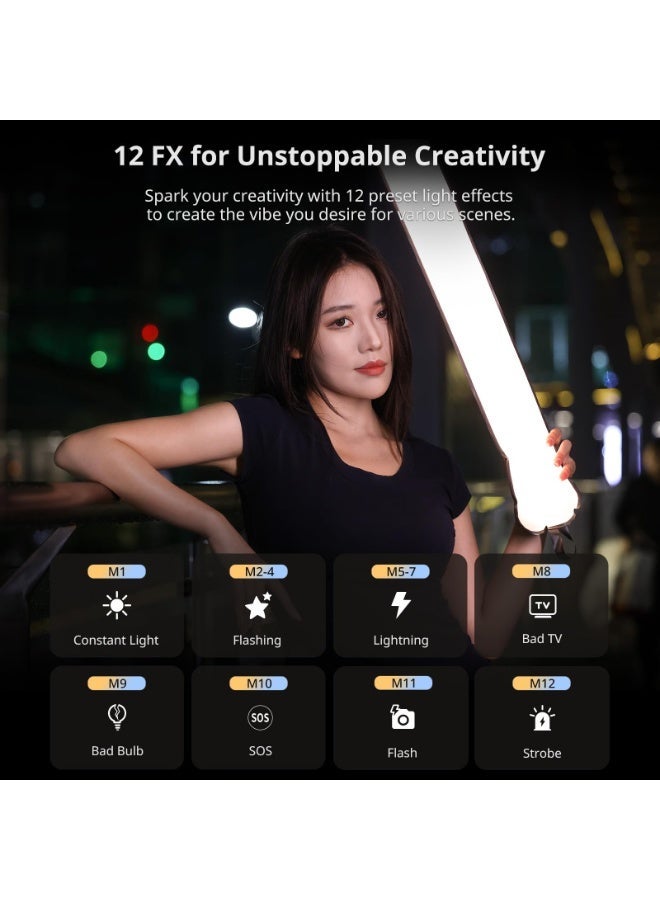 يولانزي مصباح أنبوبي قابل للنفخ ثنائي اللون من Ulanzi UA20 بقدرة 20 واط، محمول باليد، مغناطيسي، من 2700 كلفن إلى 6500 كلفن، مؤشر تجسيد اللون 95+، ضوء بث فيديو هوائي، حامل 1/4 بوصة، عصا إضاءة تصوير فوتوغرافي - Image 3