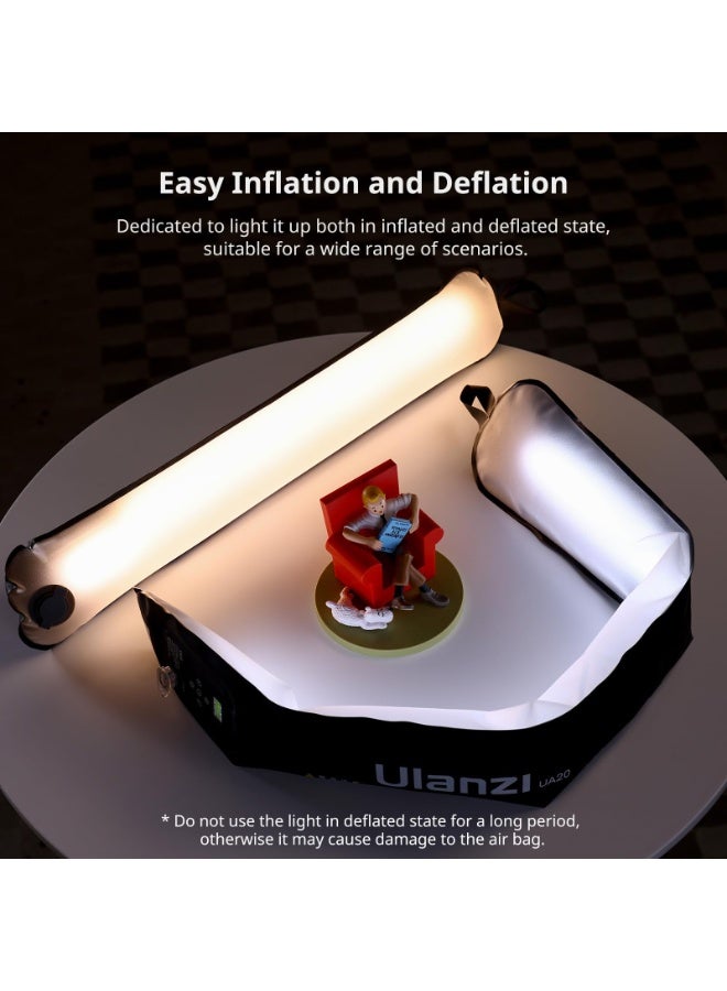 يولانزي مصباح أنبوبي قابل للنفخ ثنائي اللون من Ulanzi UA20 بقدرة 20 واط، محمول باليد، مغناطيسي، من 2700 كلفن إلى 6500 كلفن، مؤشر تجسيد اللون 95+، ضوء بث فيديو هوائي، حامل 1/4 بوصة، عصا إضاءة تصوير فوتوغرافي - Image 4