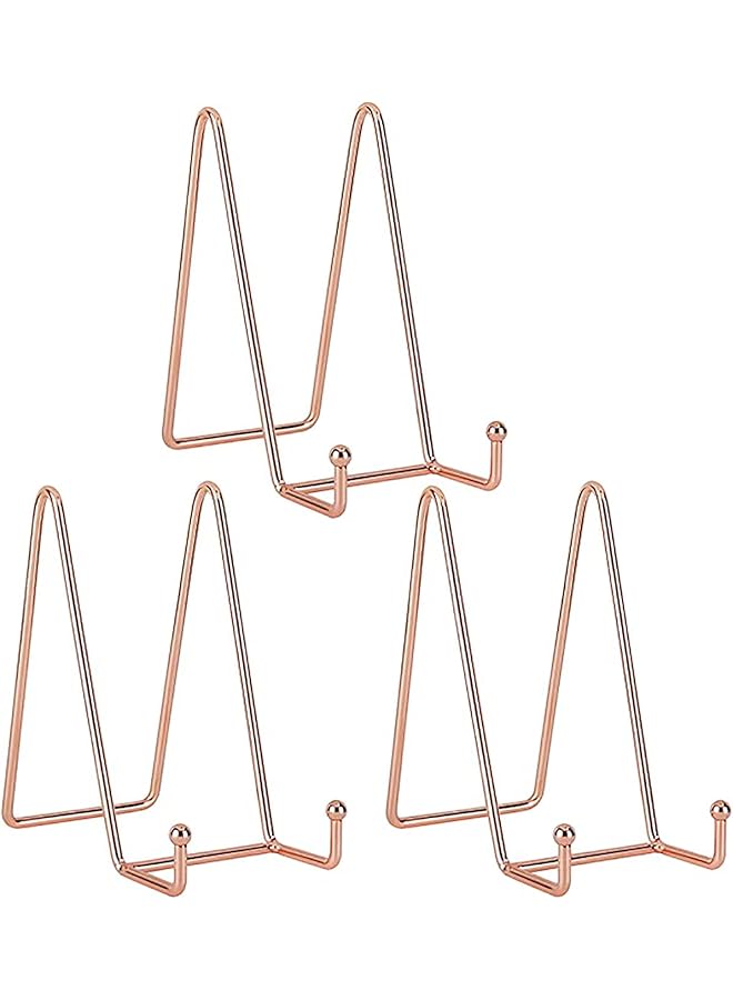 The Bros Metal Display Stands, Iron Display Stand 3 Pack 6 inch Rose Gold Stands Holder Display Stand for Decorative Plates, Mobile Phone Holder, Photo Frames, Postcards, Photo Holder, Etc - Image 1