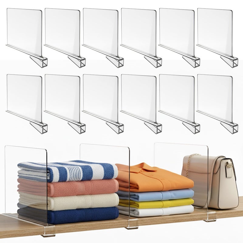 SIP SORT Acrylic Shelf Dividers for Closet Organization, 6-Pack Premium Quality Reinforced Material Closet Organizers and Storage, Perfect for Purse, Sweaters, Towels, Shoes, and Books Organization - Image 1