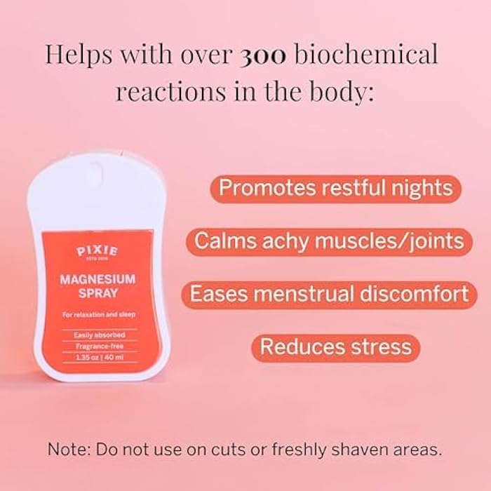 Pixie Cup Pixie Pure Magnesium Spray 1.35oz – USP Grade – Fast-Absorbing Topical Relief for Body Aches, Sleep & Menstrual Discomfort – Travel Size & Non-Toxic for Feminine Care - Image 4