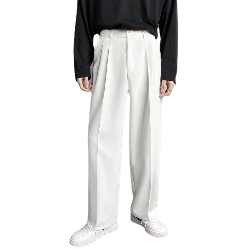 Korean Fashion Loose Straight Suit Pants Black.  - Image 5