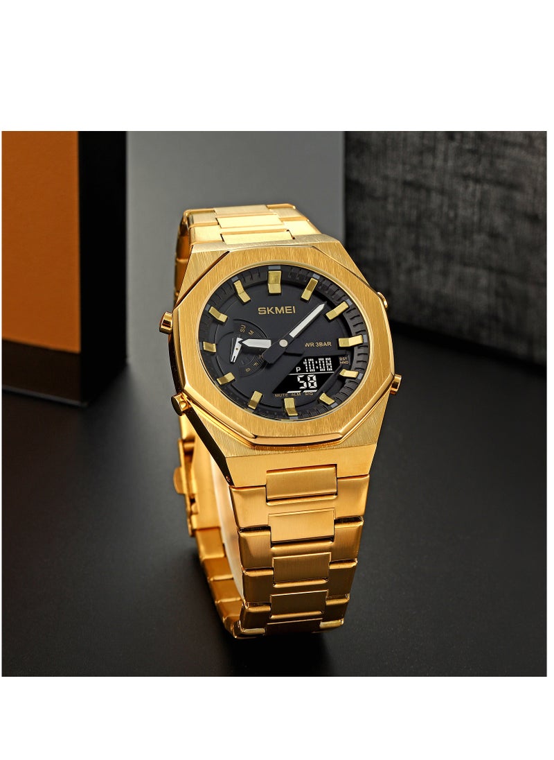SKMEI - Watches for Men Water Resistant Analog Digital Stainless steel Wrist Watch 1816GDBK - Image 1