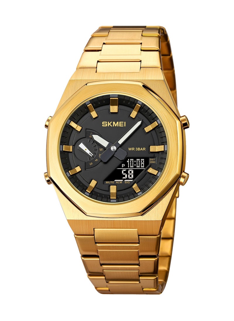 SKMEI - Watches for Men Water Resistant Analog Digital Stainless steel Wrist Watch 1816GDBK - Image 1
