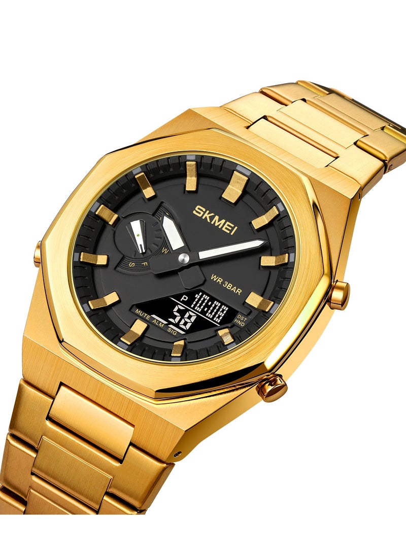 SKMEI - Watches for Men Water Resistant Analog Digital Stainless steel Wrist Watch 1816GDBK - Image 1