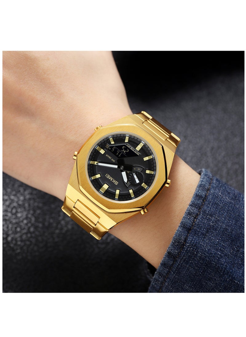 SKMEI - Watches for Men Water Resistant Analog Digital Stainless steel Wrist Watch 1816GDBK - Image 1