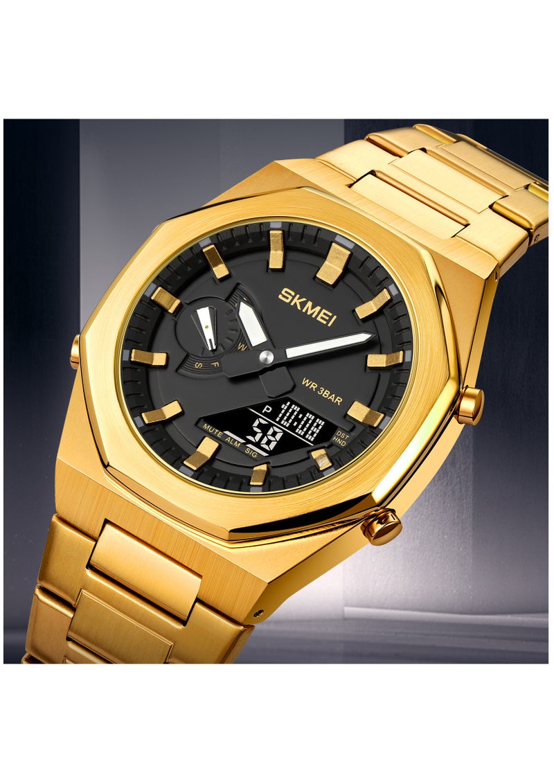 SKMEI - Watches for Men Water Resistant Analog Digital Stainless steel Wrist Watch 1816GDBK - Image 1