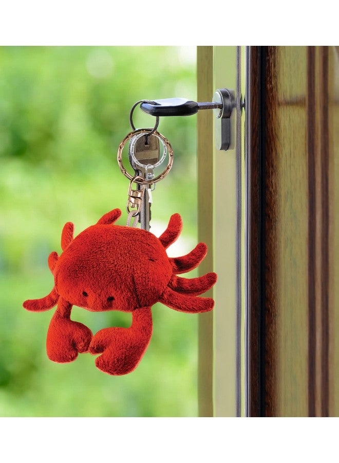 Puzzled Red Crab Plush Keychain Stuffed Animal Toy - Soft Ocean Life Animal Crab Charm Keyring, Cute Decorative Plush Toy Accessory For Kids Bag, Purse, Backpack - 4 Inches  - Image 5