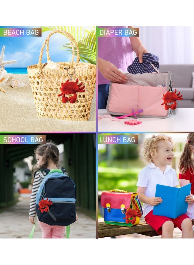 Puzzled Red Crab Plush Keychain Stuffed Animal Toy - Soft Ocean Life Animal Crab Charm Keyring, Cute Decorative Plush Toy Accessory For Kids Bag, Purse, Backpack - 4 Inches  - Image 4