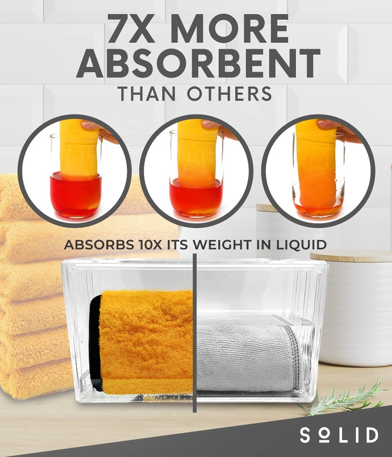 !Solid Solid Multipurpose Plush Microfiber Cleaning Cloth - Cleaning Towel for Household, Car Washing, Drying & Auto Detailing - 12" x 12" (Yellow, 12) - Image 3